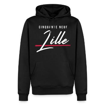 Lille 59 Frankreich Kennzeichen - Männer Premium Bio Hoodie - Schwarz - Vorne - Nico (187cm)