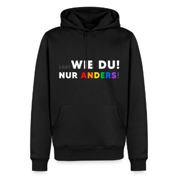 LGBT Regenbogen Mensch LGBTQ+ - Männer Premium Bio Hoodie - Schwarz - Vorne - Nico (187cm)
