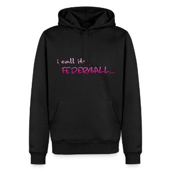 Federball Badminton crossminton - Männer Premium Bio Hoodie - Schwarz - Vorne - Nico (187cm)