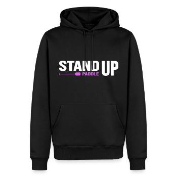 stand up paddle SUP paddle motivation stand up - Sweat à capuche Premium bio Homme - noir - Devant - Nico (187cm)