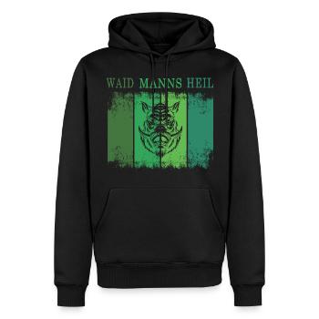 jäger "waidmannsheil" auf der jagd retro jagdmotiv - Männer Premium Bio Hoodie - Schwarz - Vorne - Nico (187cm)