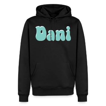 Nom Fille Dani Rétro Prénom Dani Couple - Sweat à capuche Premium bio Homme - noir - Devant - Nico (187cm)
