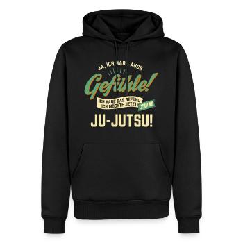 Gefuehle - ich moechte Sport - Ju-Jutsu! - - Männer Premium Bio Hoodie - Schwarz - Vorne - Nico (187cm)
