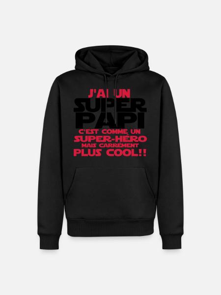 j'ai un super papi - Sweat à capuche Premium bio Homme - noir