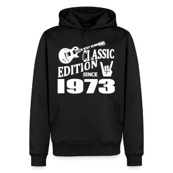 Edition classique depuis 1973 - Sweat à capuche Premium bio Homme - noir - Devant - Nico (187cm)