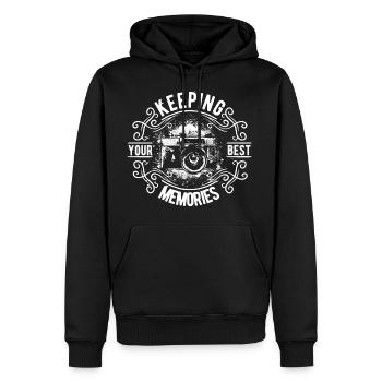 VOS MEILLEURS SOUVENIRS - Caméra cadeau photo - Sweat à capuche Premium bio Homme - noir - Devant - Nico (187cm)
