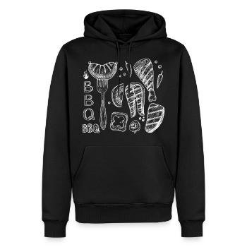 BBQ MOTIV Zutaten - Männer Premium Bio Hoodie - Schwarz - Vorne - Nico (187cm)