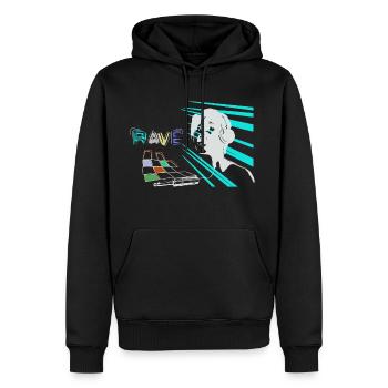 Rave - Männer Premium Bio Hoodie - Schwarz - Vorne - Nico (187cm)