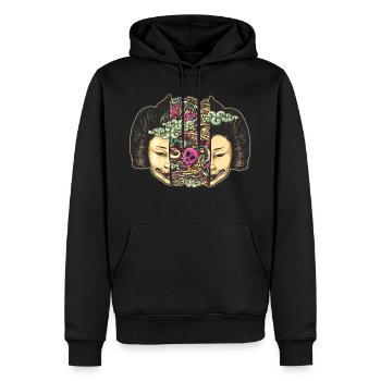 screalsplitdoodleflattranspglow - Men’s Premium Organic Hoodie - black - Front - Nico (187cm)