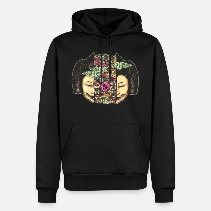 screalsplitdoodleflattranspglow - Männer Premium Bio Hoodie - Schwarz