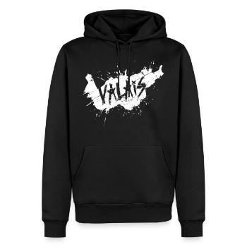 VALAIS GRUNGY WEISS - Männer Premium Bio Hoodie - Schwarz - Vorne - Nico (187cm)