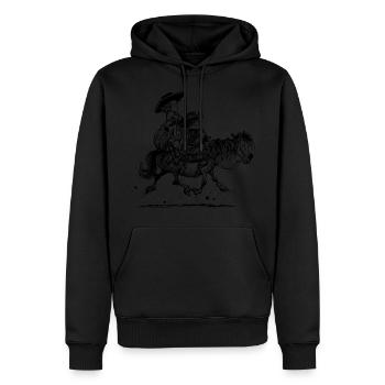 Thelwell Two Cowboys Reiten - Männer Premium Bio Hoodie - Schwarz - Vorne - Nico (187cm)