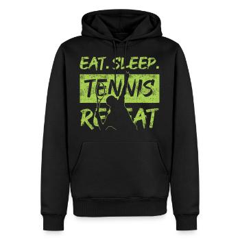 manger. dormir. répétition de tennis - Sweat à capuche Premium bio Homme - noir - Devant - Nico (187cm)