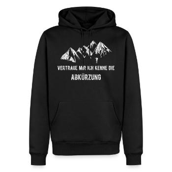 Vertraue mir ich kenne die Abkürzung - Männer Premium Bio Hoodie - Schwarz - Vorne - Nico (187cm)