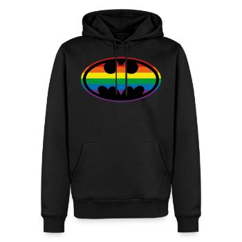 Justice League Batman Rainbow Logo - Men’s Premium Organic Hoodie - black - Front - Nico (187cm)