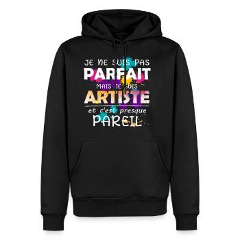 Artiste - Peinture - Dessin - Cadeau - Parfait - Sweat à capuche Premium bio Homme - noir - Devant - Nico (187cm)
