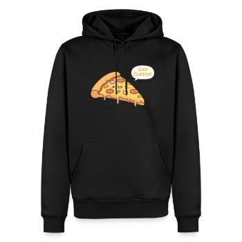 Pizza mignonne dire au fromage Doodle Pun - Sweat à capuche Premium bio Homme - noir - Devant - Nico (187cm)