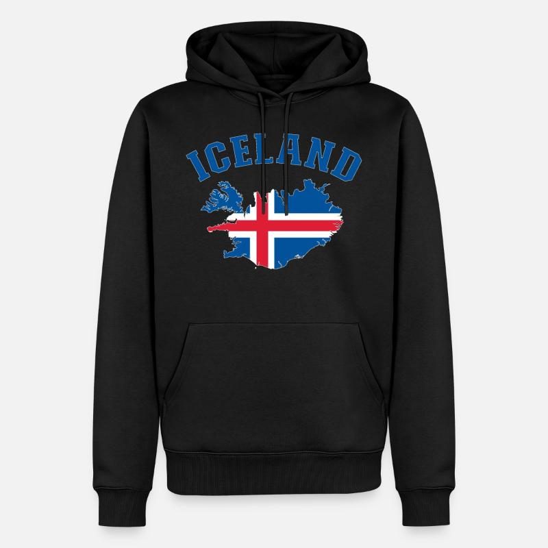 Carte du drapeau de l’Islande - Sweat à capuche Premium bio Homme - noir