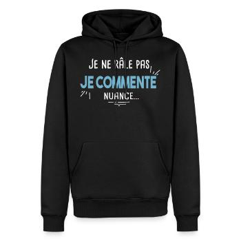 Râleur Râleuse Cadeau humour noir Fête des pères - Sweat à capuche Premium bio Homme - noir - Devant - Nico (187cm)