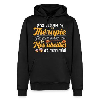 Abeille abeilles. Apiculture apiculteur. T-shirt - Sweat à capuche Premium bio Homme - noir - Devant - Nico (187cm)