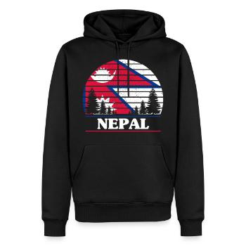 Nepal - Männer Premium Bio Hoodie - Schwarz - Vorne - Nico (187cm)