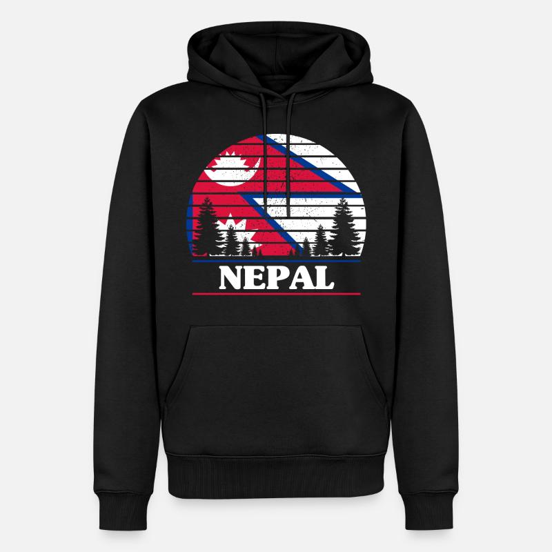 Nepal - Männer Premium Bio Hoodie - Schwarz