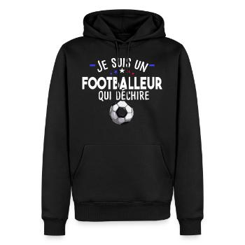 Footballeur football foot footballeuse sport - Sweat à capuche Premium bio Homme - noir - Devant - Nico (187cm)