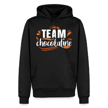 Team Chocolatine Pain Chocolat Humour Boulangerie - Sweat à capuche Premium bio Homme - noir - Devant - Nico (187cm)