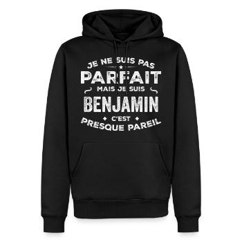 Benjamin Ein Vorname, eine Geschichte, eine Persönlichkeit - Männer Premium Bio Hoodie - Schwarz - Vorne - Nico (187cm)