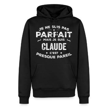 Claude A first name, a story, a personality - Men’s Premium Organic Hoodie - black - Front - Nico (187cm)
