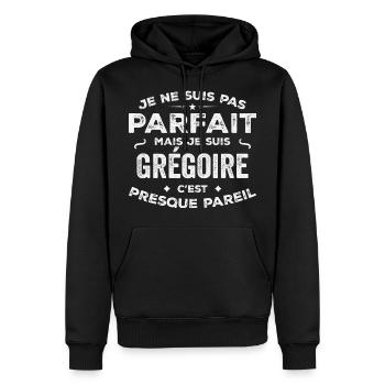 Grégoire Ein Vorname, eine Geschichte, eine Persönlichkeit - Männer Premium Bio Hoodie - Schwarz - Vorne - Nico (187cm)