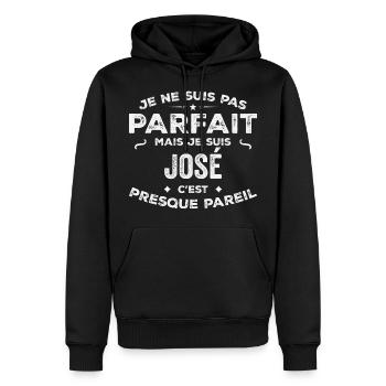 José Ein Vorname, eine Geschichte, eine Persönlichkeit - Männer Premium Bio Hoodie - Schwarz - Vorne - Nico (187cm)
