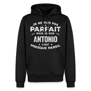Antonio Un Prénom, Une Histoire, Une Personnalité - Sweat à capuche Premium bio Homme - noir - Devant - Nico (187cm)