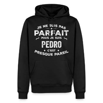 Pedro A first name, a story, a personality - Men’s Premium Organic Hoodie - black - Front - Nico (187cm)