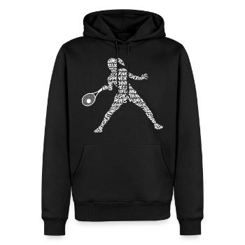Joueur de tennis Typographie Enfants Femmes Tennis - Sweat à capuche Premium bio Homme - noir - Devant - Nico (187cm)