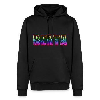 berta rs regenbogen - Männer Premium Bio Hoodie - Schwarz - Vorne - Nico (187cm)