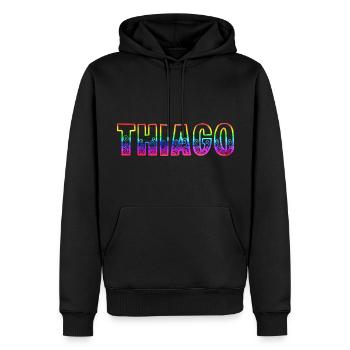 Thiago RS Arc-en-ciel - Sweat à capuche Premium bio Homme - noir - Devant - Nico (187cm)