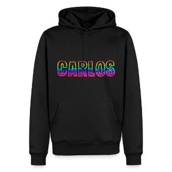 carlos rs regenbogen - Männer Premium Bio Hoodie - Schwarz - Vorne - Nico (187cm)