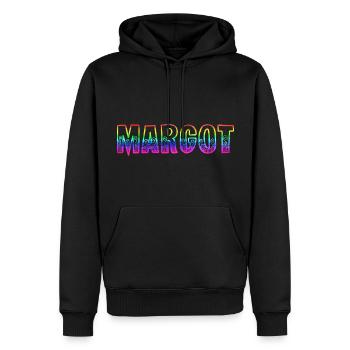 margot rs arc-en-ciel - Sweat à capuche Premium bio Homme - noir - Devant - Nico (187cm)