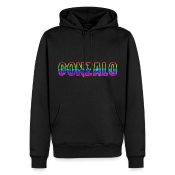 gonzalo rs regenbogen - Männer Premium Bio Hoodie - Schwarz - Vorne - Nico (187cm)
