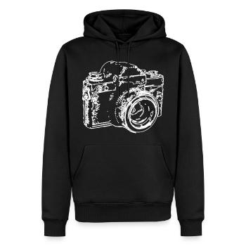 Croquis de caméra classique - Sweat à capuche Premium bio Homme - noir - Devant - Nico (187cm)