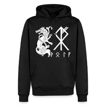 Weißer Wolf Fenrir - Männer Premium Bio Hoodie - Schwarz - Vorne - Nico (187cm)
