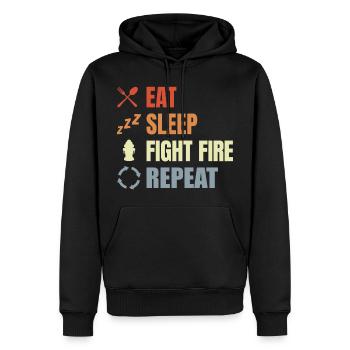 Eat Sleep Fight Fire Repeat - Men’s Premium Organic Hoodie - black - Front - Nico (187cm)