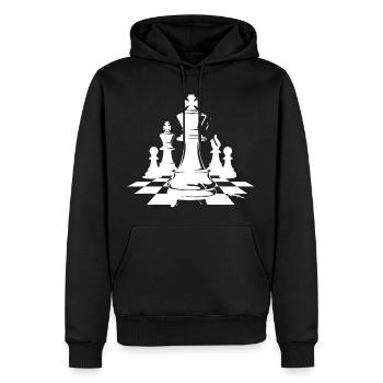 Dessin de pièces d’échecs - Sweat à capuche Premium bio Homme - noir - Devant - Nico (187cm)