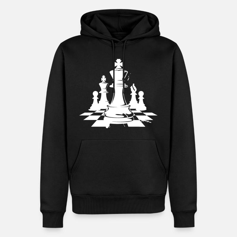 Dessin de pièces d’échecs - Sweat à capuche Premium bio Homme - noir