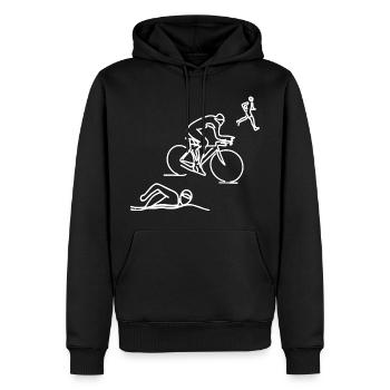 Natation Cyclisme Course à pied - Sweat à capuche Premium bio Homme - noir - Devant - Nico (187cm)