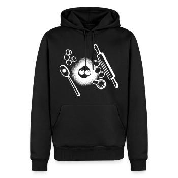 Dessin des ingrédients de cuisson - Sweat à capuche Premium bio Homme - noir - Devant - Nico (187cm)