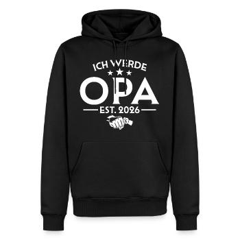 Ich werde Opa 2026 - Schwangerschaftsankündigung - Männer Premium Bio Hoodie - Schwarz - Vorne - Nico (187cm)