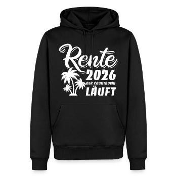 Rente 2026 - Ruhestand - Der Countdown läuft - Männer Premium Bio Hoodie - Schwarz - Vorne - Nico (187cm)