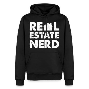 Nerd de l’immobilier - Sweat à capuche Premium bio Homme - noir - Devant - Nico (187cm)